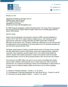 Illinois Autism Insurance Coalition Public Comment on HFS Proposed ABS Rules 2.2023s